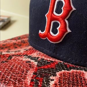 Boston Redsox Snapback Hat W/ Snake Skin Bill